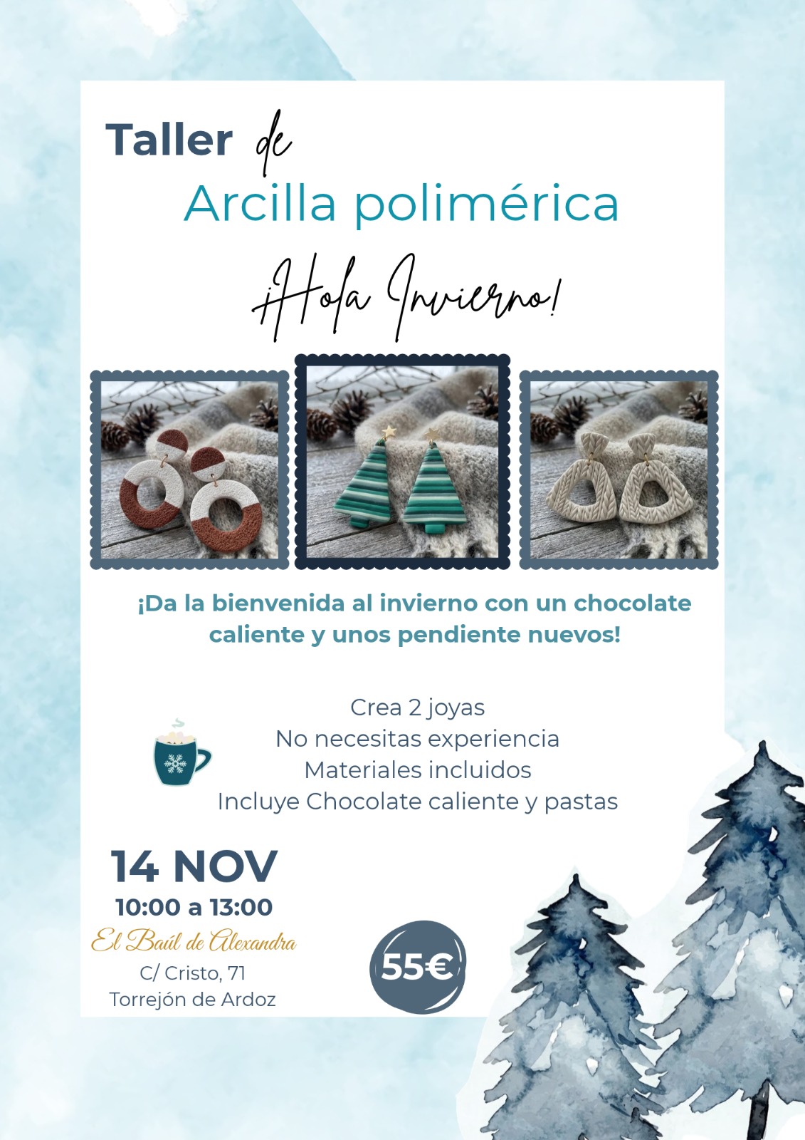 Taller arcilla polimérica invernal Taller de resina polimérica "Hola invierno" - Imagen 1
